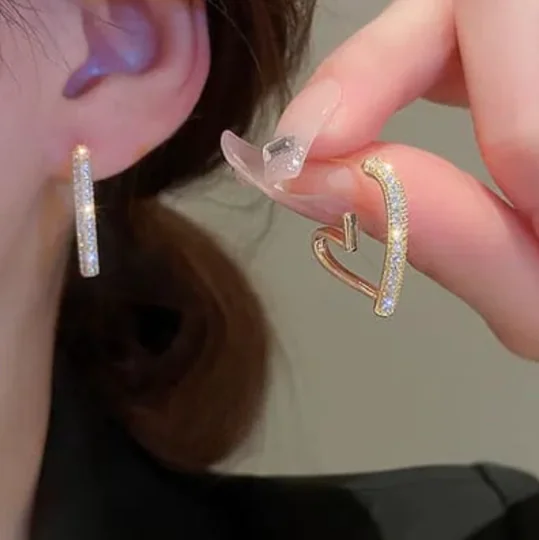 Golden heart sparkle hoops 2