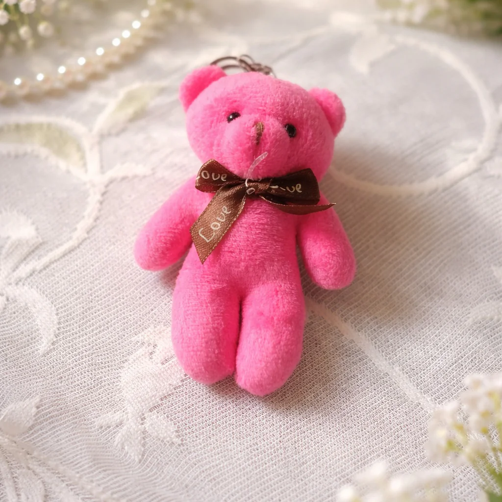 Teddy keychain pink