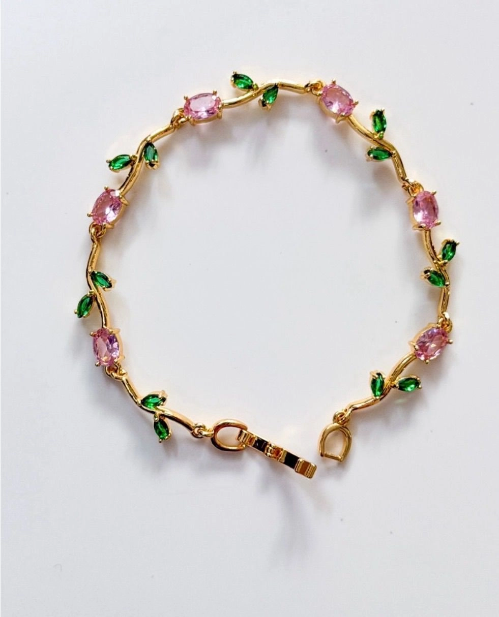 Pink and green tulip bracelets