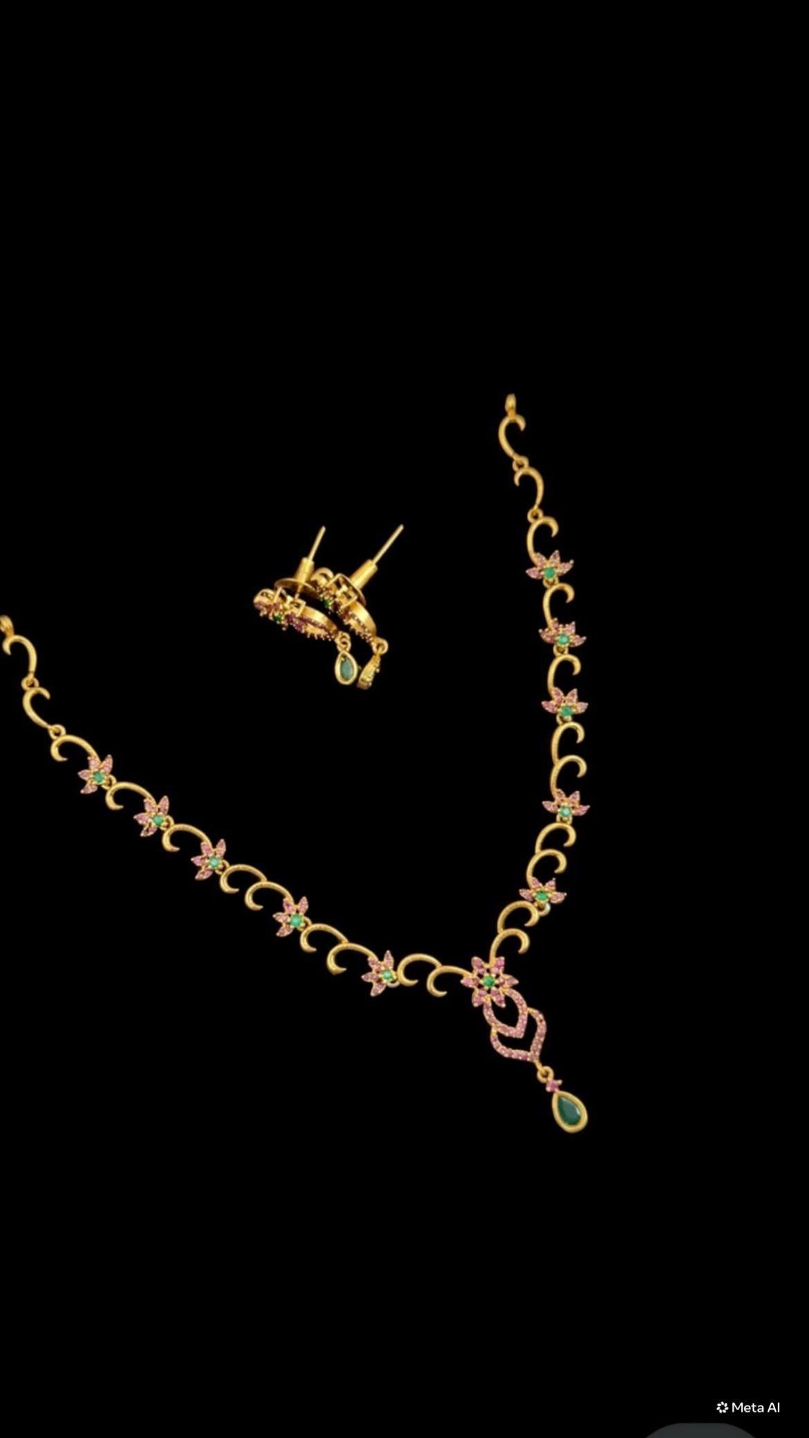 Party wear neclace ( green and red stone ) 2