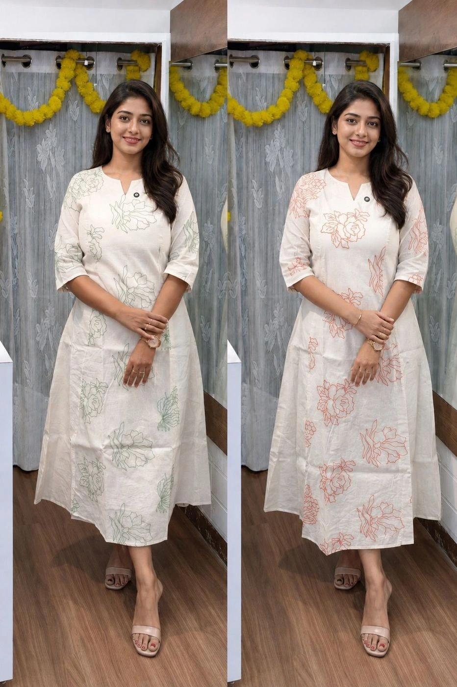 Cotton embroidery pattern Aline kurti