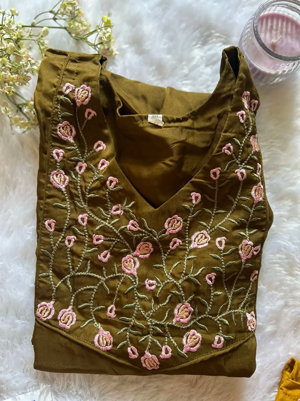 Organza mehendi color kurti