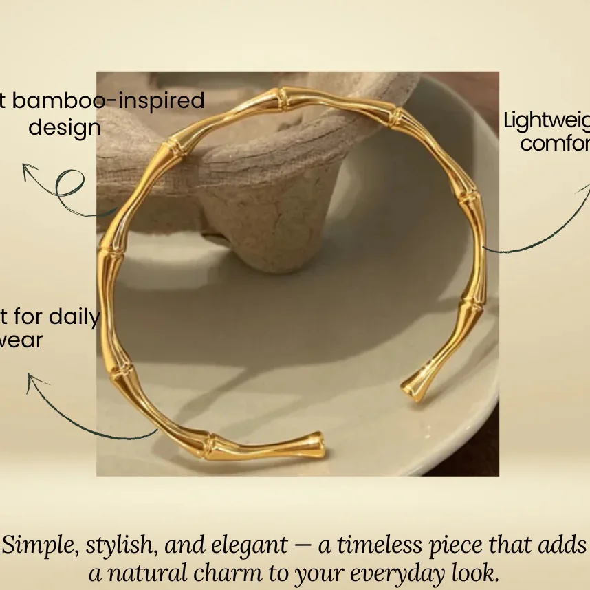 Bamboo Cuff Style Bangle Adjustable Bracelet