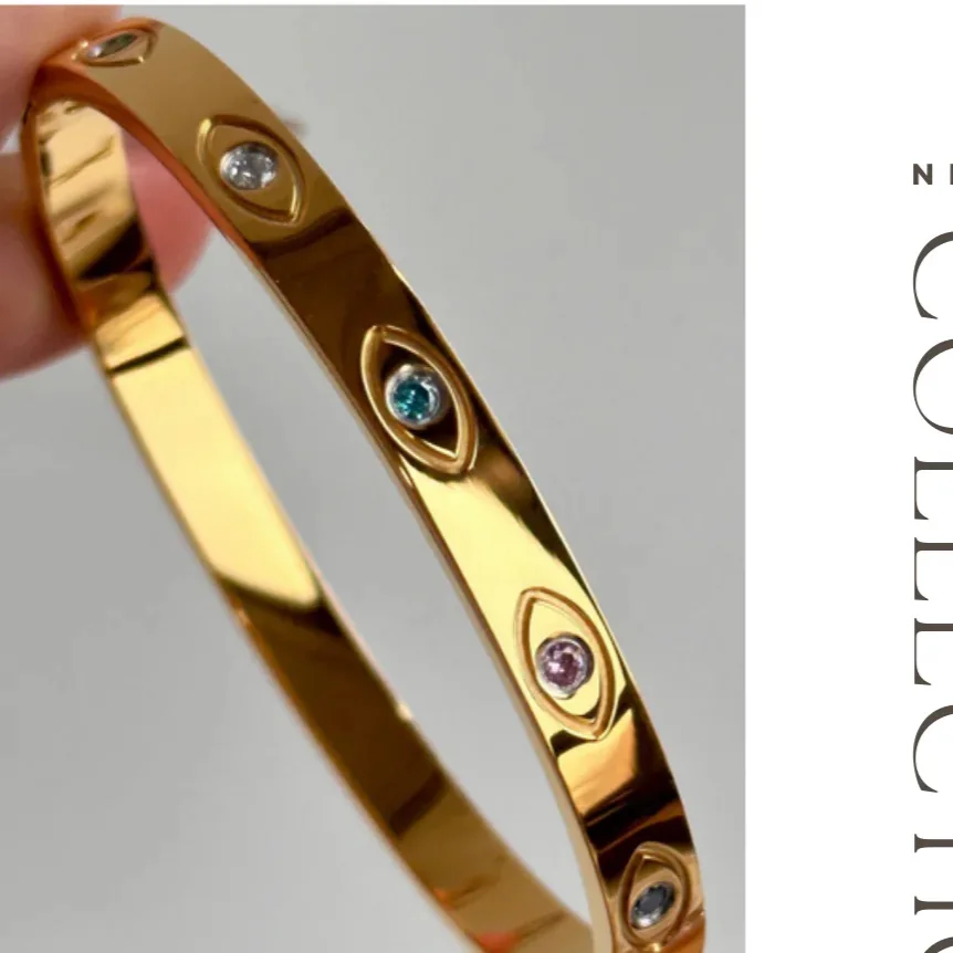 Multi-Color Zircon Evil Eyes Style Bangle Bracelet