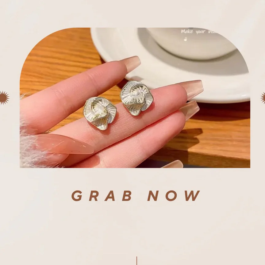 White Black Camellia Stud Earrings