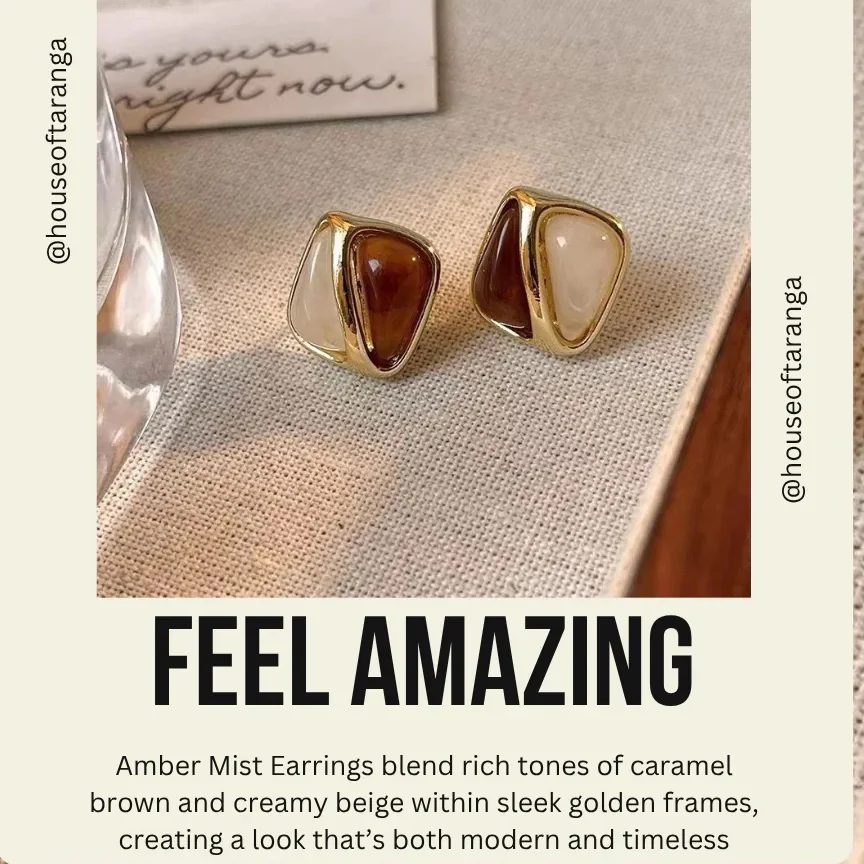 Caramel Square Stud Earrings