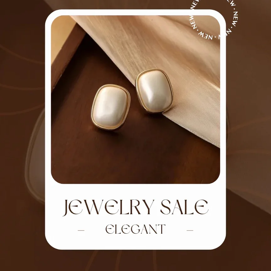 Pearl Simple Geometric Rectangle Stud Earrings