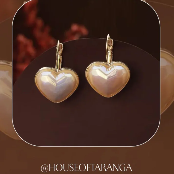 Heart Shaped Pearl Earrings