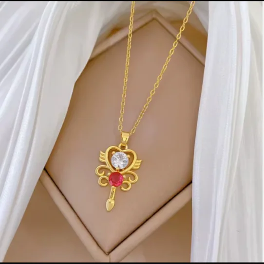 Magical Heart Wand Pendant Necklace