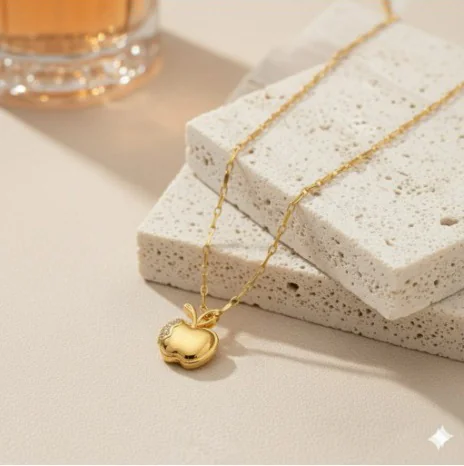 Golden Apple Pendant Necklace