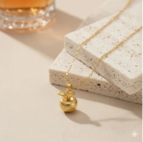 Textured Golden Apple Necklace