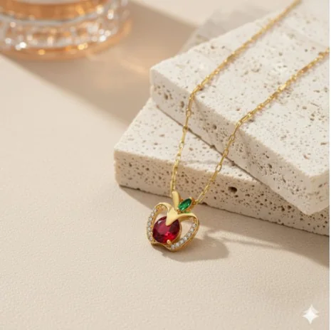 Golden Apple Heart Necklace