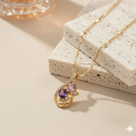 Golden Swirl Stone Necklace