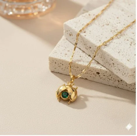 Golden Orb Stone Necklace