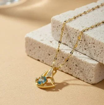Golden Teardrop Charm Necklace