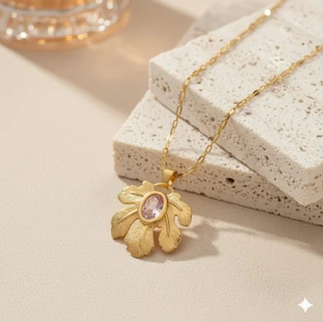 Golden Leaf Charm Necklace