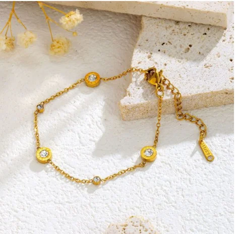 Golden Crystal Station Bracelet