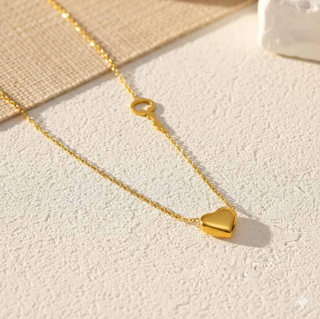 Golden Heart Charm Necklace