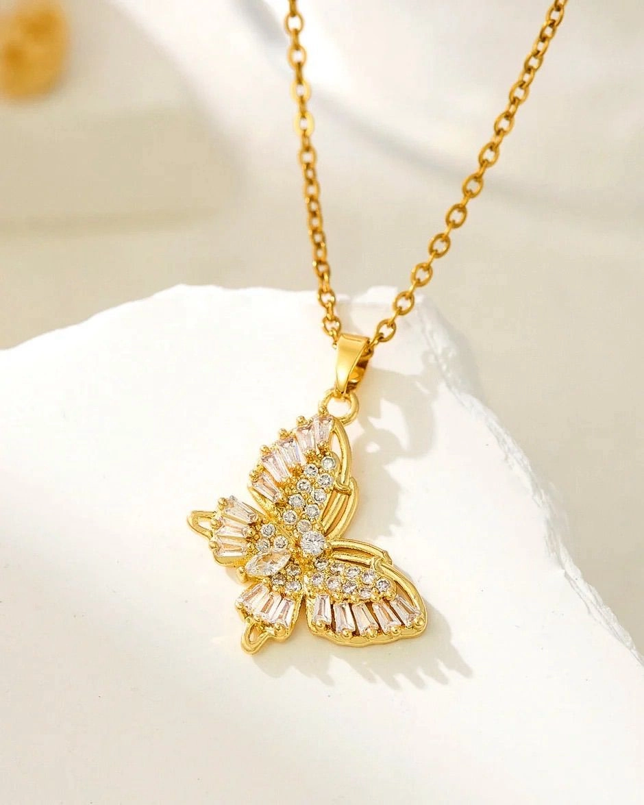 Beaded Flutter Butterfly Necklace
