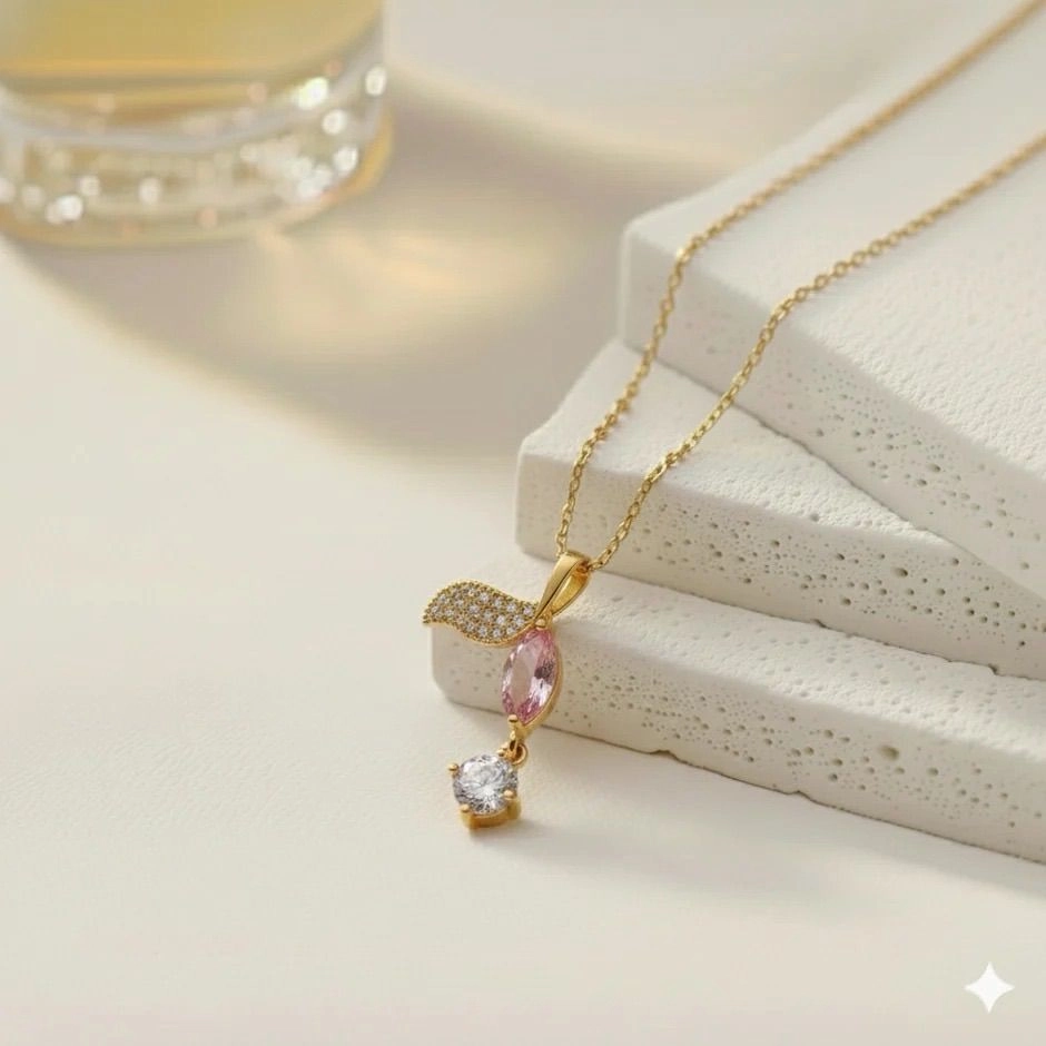 Salty Rosy Pink Dew Necklace