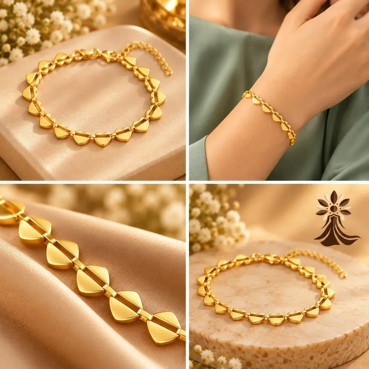 Elegant Gold Heart-Link Bracelet