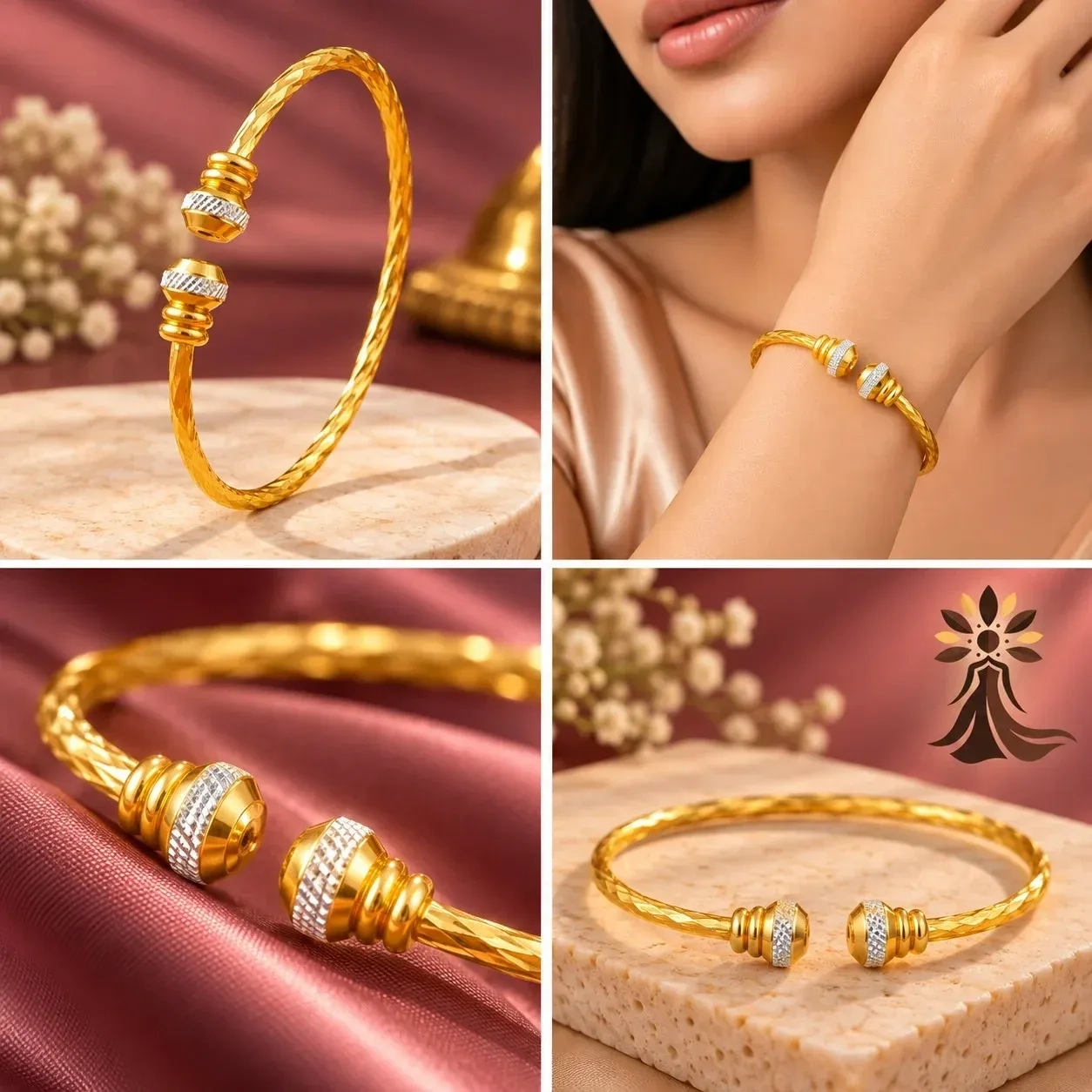 Elegant Gold Twisted Open Cuff Bracelet –