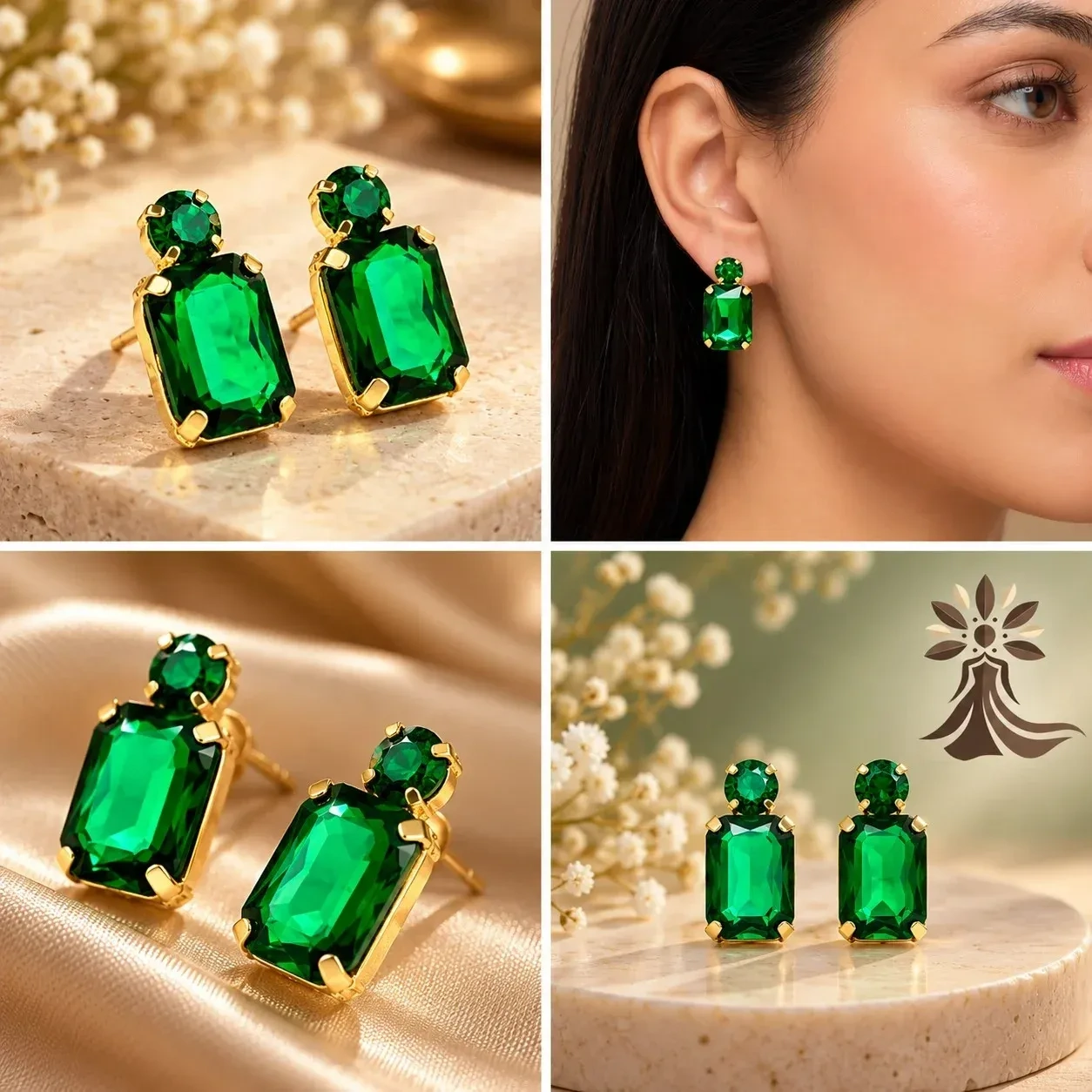 Emerald Green Statement Earrings