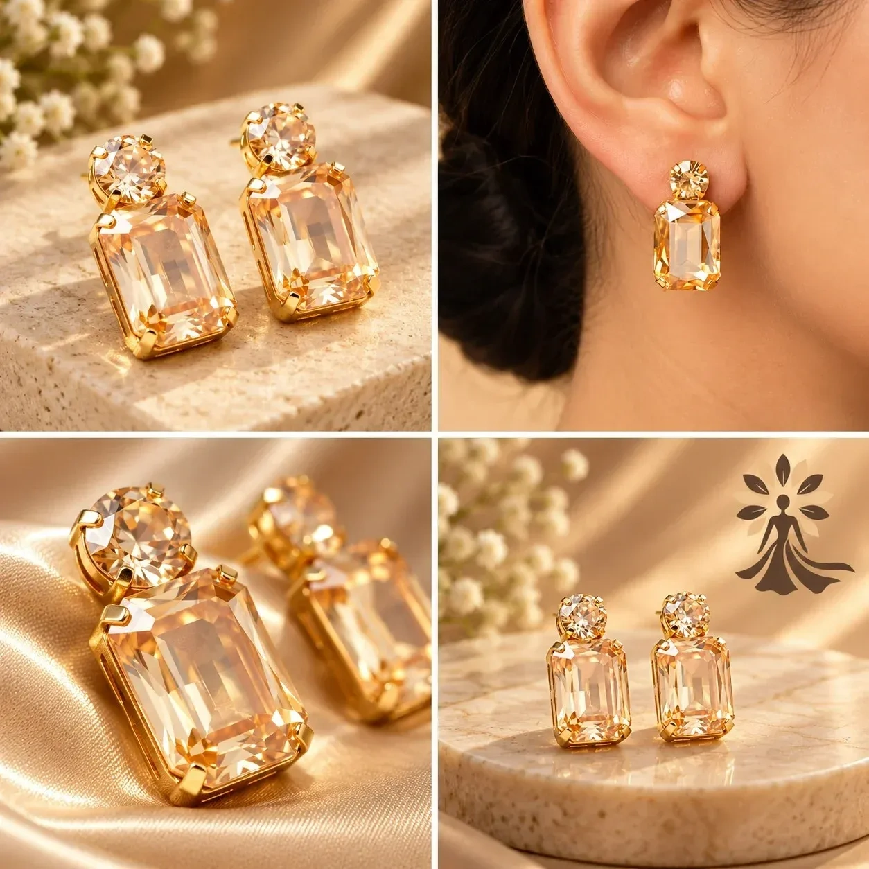 Champagne Crystal Drop Earrings