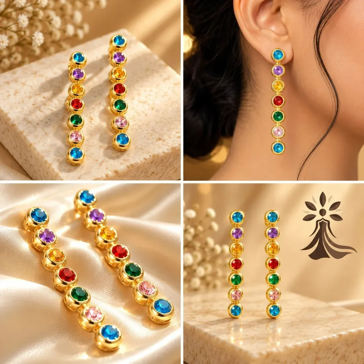 Multicolor Gemstone Statement Earrings