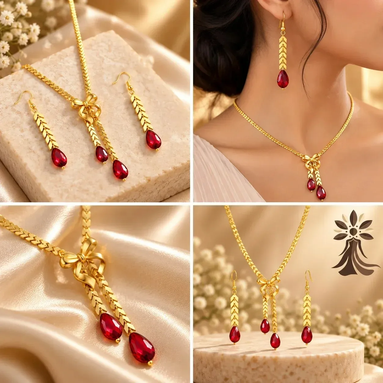 Ruby Red Jewellery Combo Set