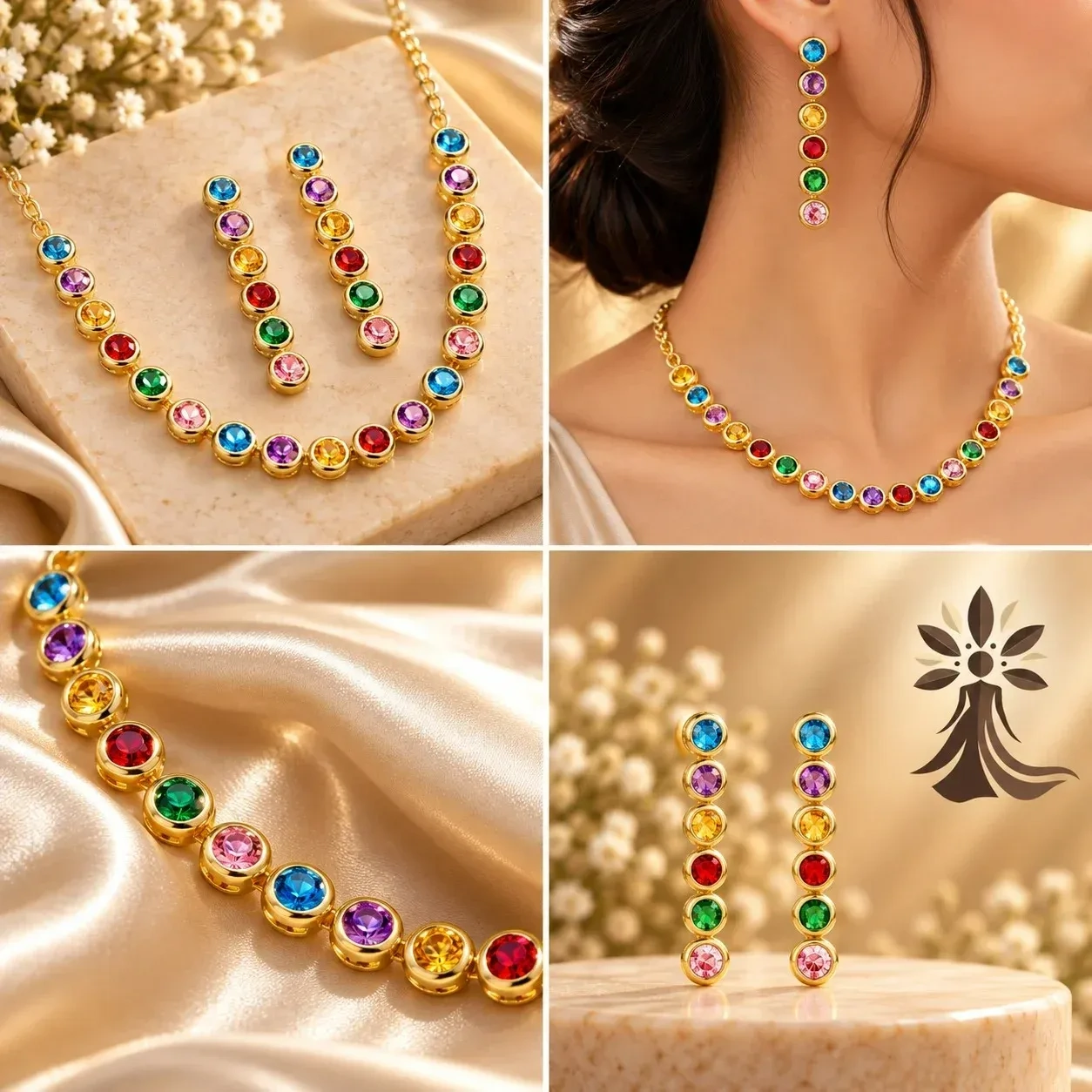 Multicolour Gemstone Jewellery Combo Set