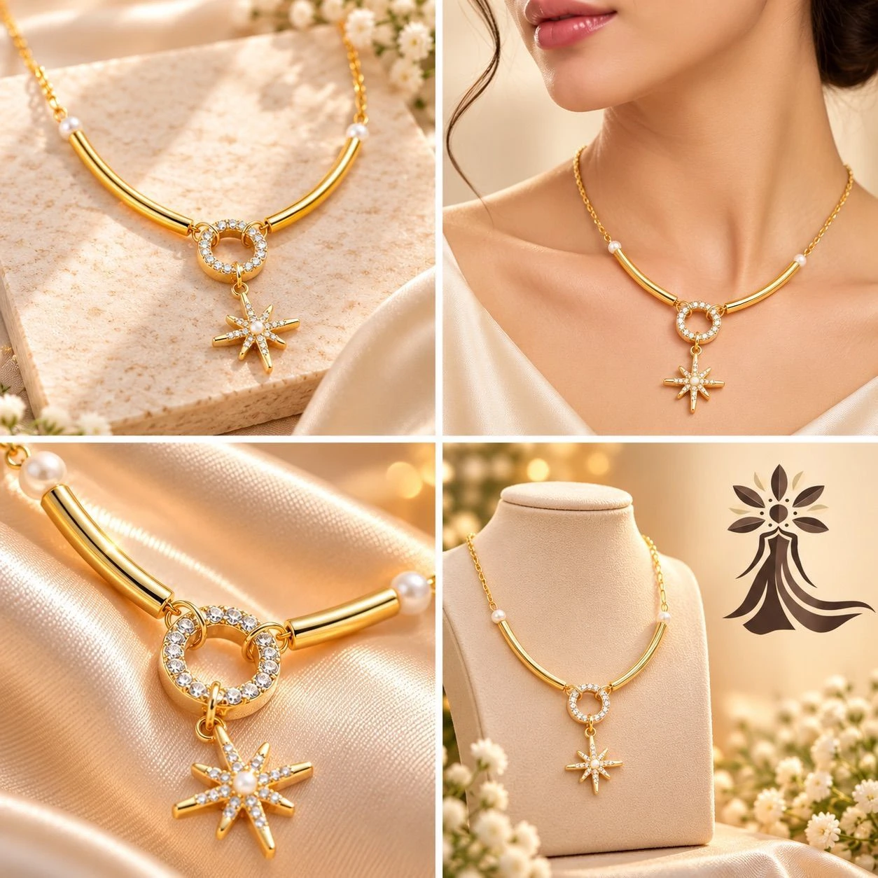 🤍 Celestial Starburst Necklace
