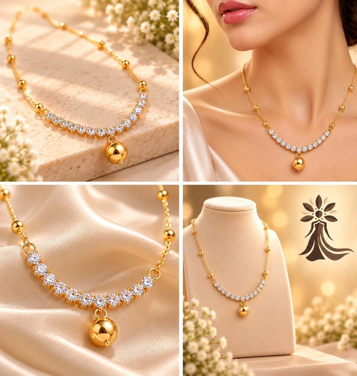 🤍 Crystal Ball Drop Necklace