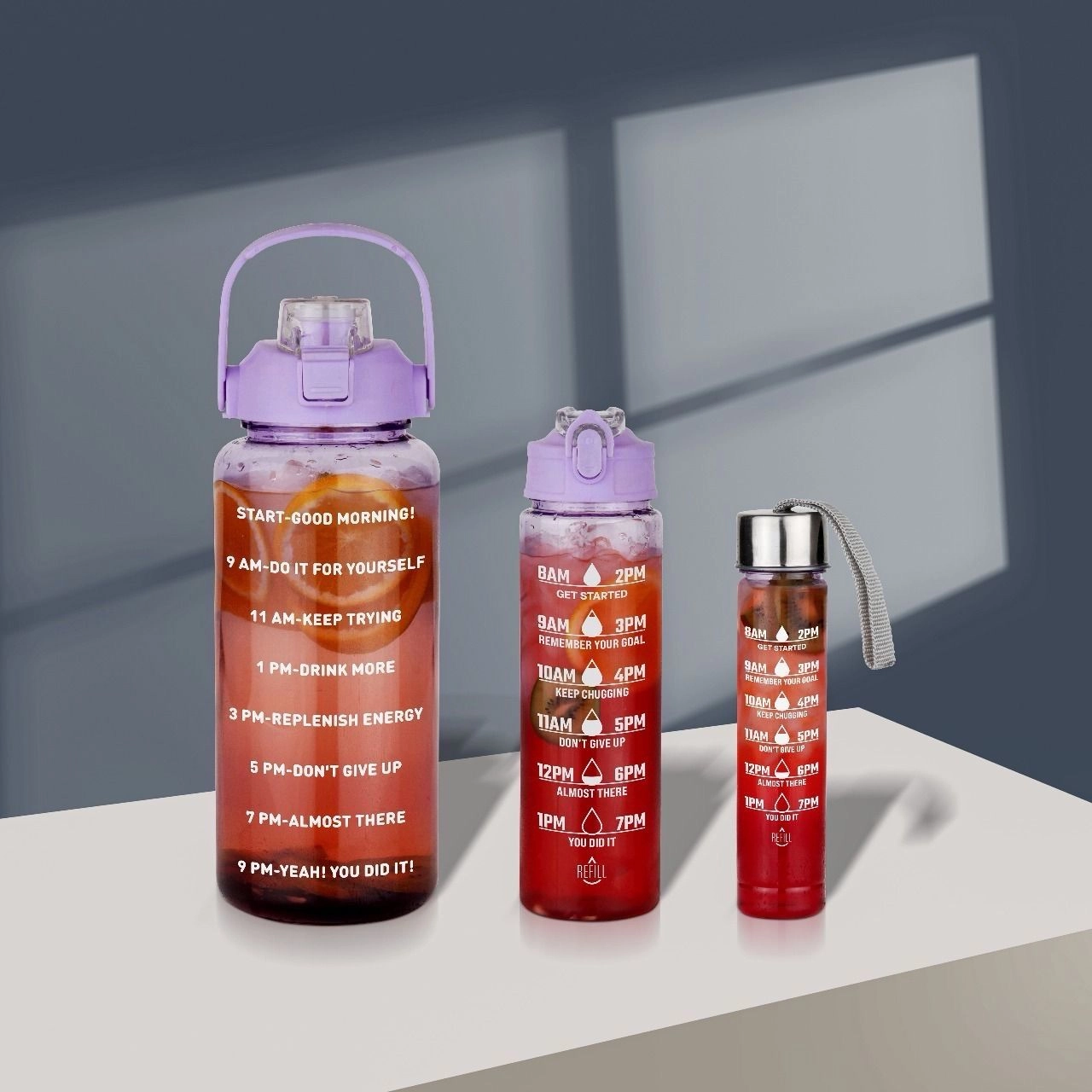 Motivational Water Bottle Combo Set