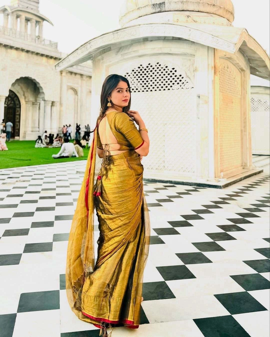 Red Boarder Golden Saree 4