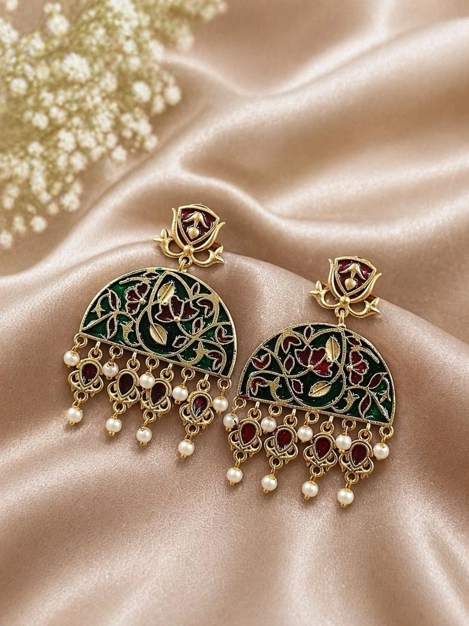 Handmade Meena Kari Earring Traditional Jewelry for Beautiful Pearl Work 1