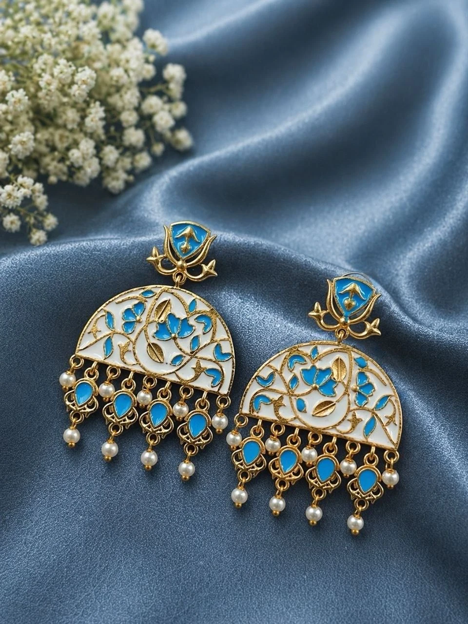 Handmade Meena Kari Earring Traditional Jewelry for Beautiful Pearl Work 2