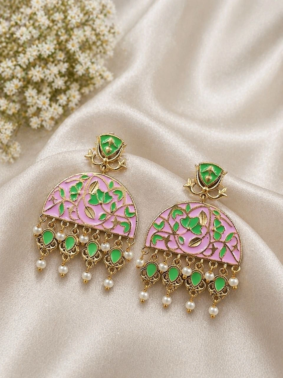Handmade Meena Kari Earring Traditional Jewelry for Beautiful Pearl Work 3