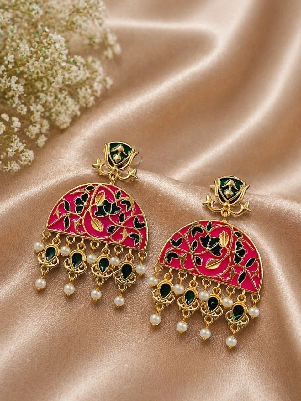 Handmade Meena Kari Earring Traditional Jewelry for Beautiful Pearl Work 4