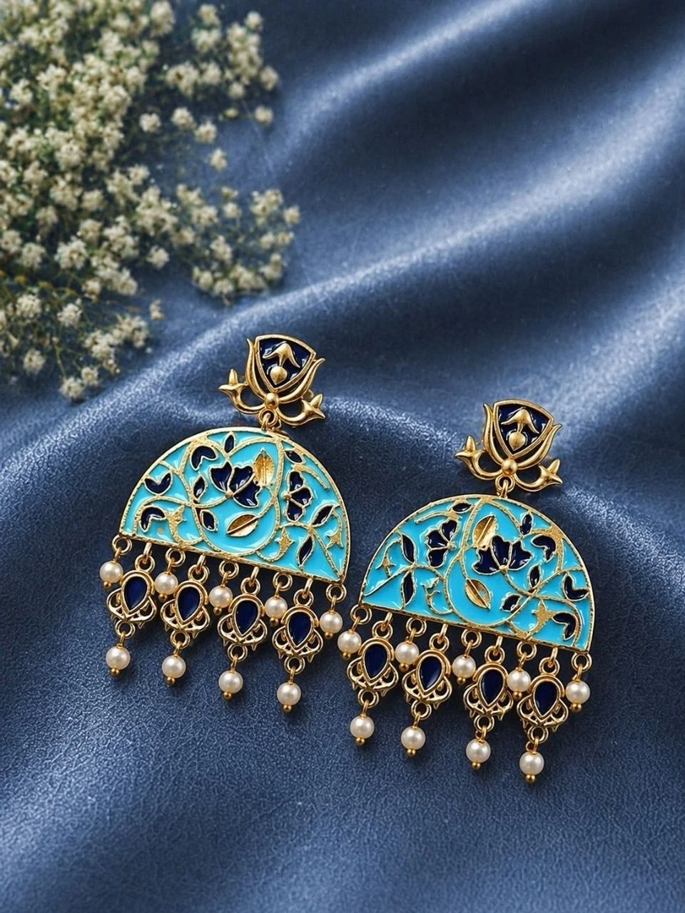 Handmade Meena Kari Earring Traditional Jewelry for Beautiful Pearl Work 6