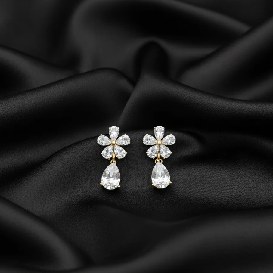 White Stone Earrings