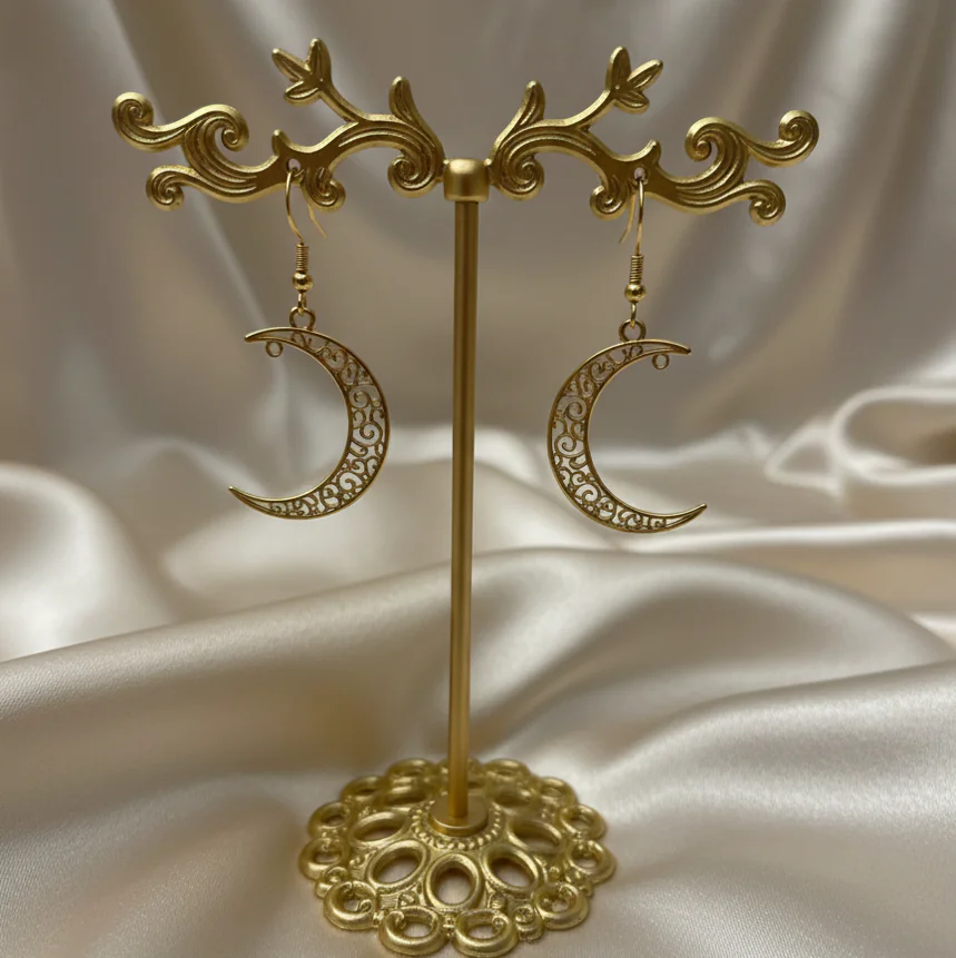 Antique Gold Half Moon Earring