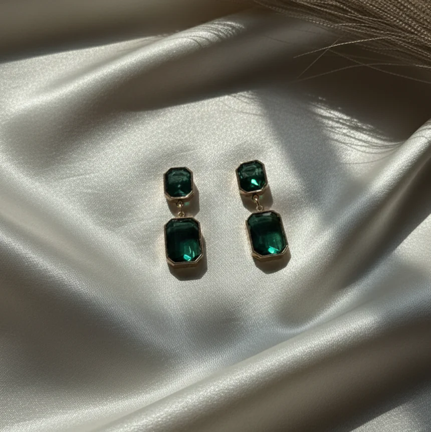 Anti tarnish Green stone Earring 3