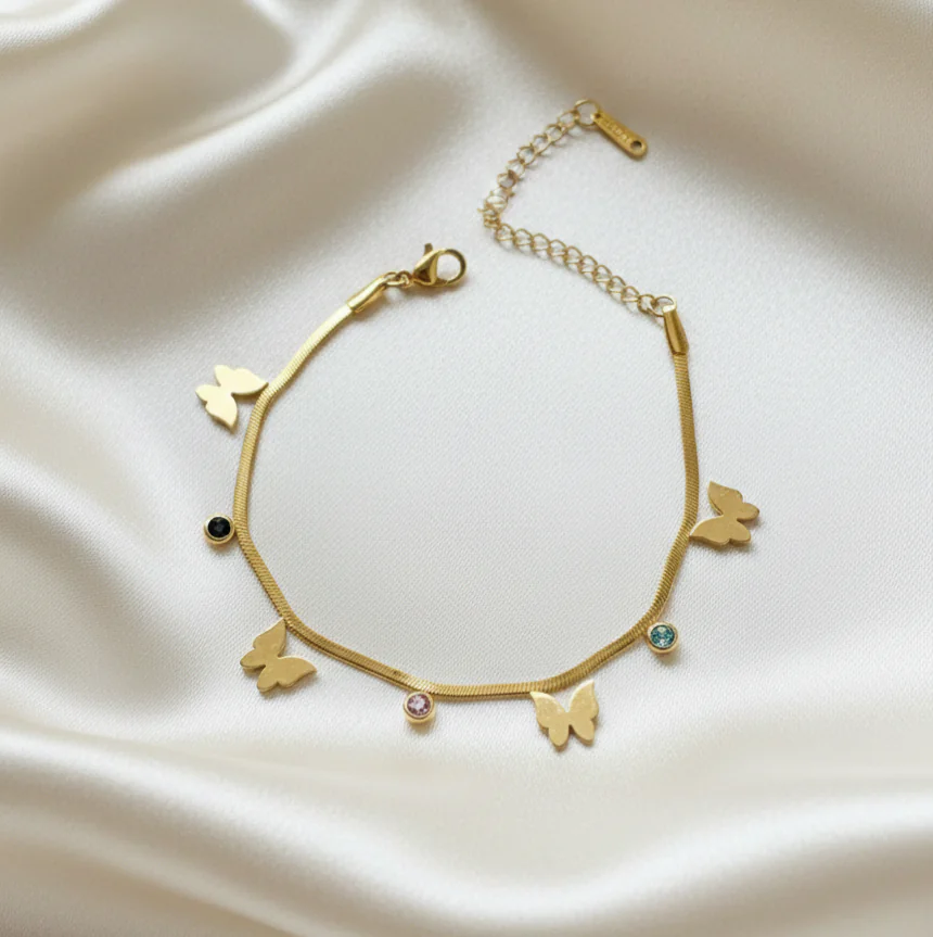 Anti tarnish Butterfly Charm Bracelet