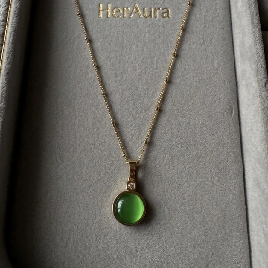 Anti tarnish green stone chain 2