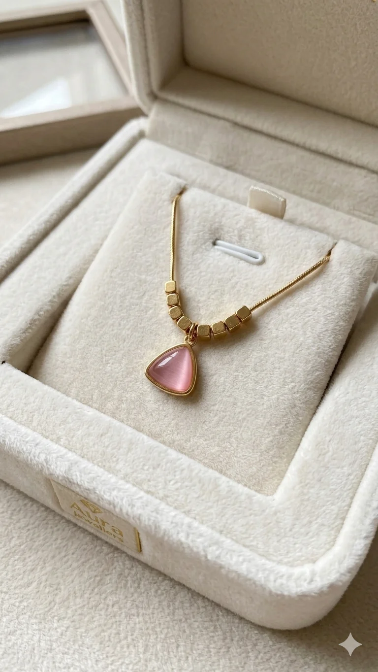 Anti tarnish pink stone chain