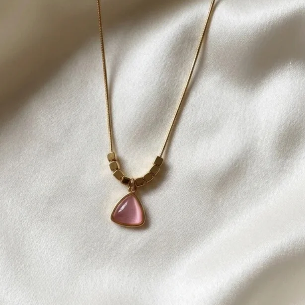 Anti tarnish pink stone chain 2
