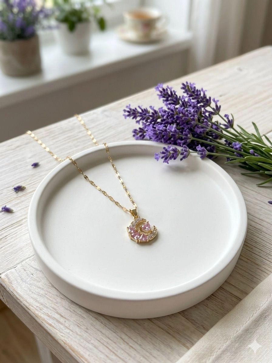 Half moon heart pendant chain 2