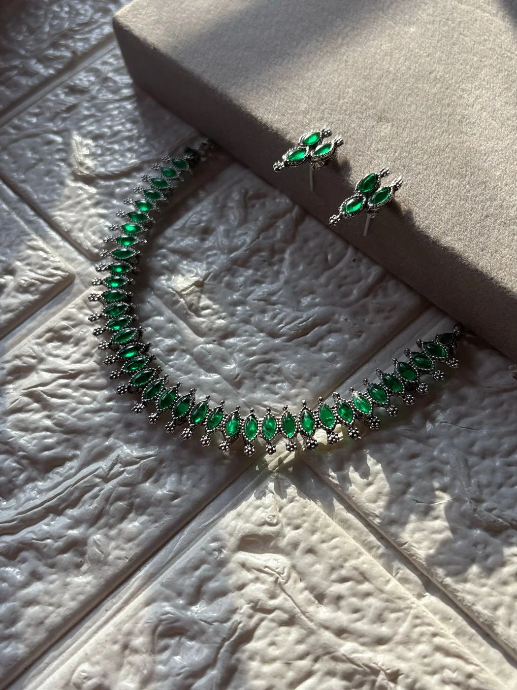 Oxidised Necklace Green 1