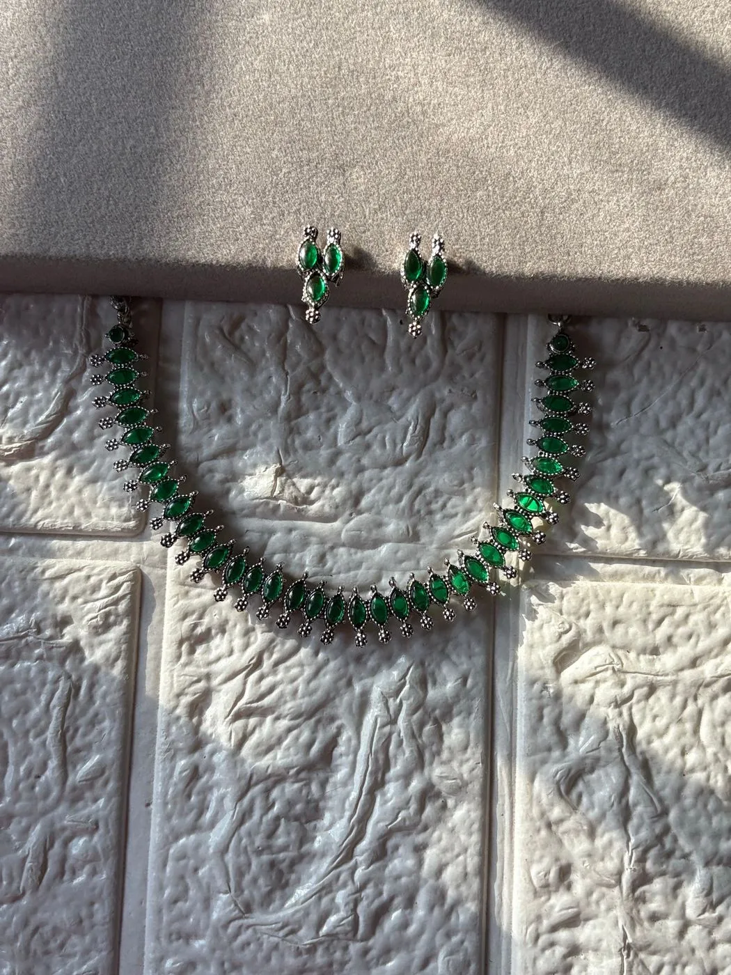 Oxidised Necklace Green 2